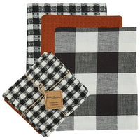 AUTUMN CHECKERBOARD 3 DISH TOWEL & 1 DISHCLOTH SET