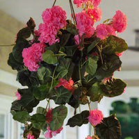 Artificial Pink Geranium Hanging Basket