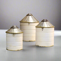 White Silos Kitchen Canisters, Set of 3