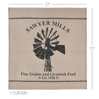 Sawyer Mill Charcoal Windmill Shower Curtain 72x72