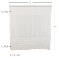 White Ruffled Sheer Petticoat Shower Curtain 72x72
