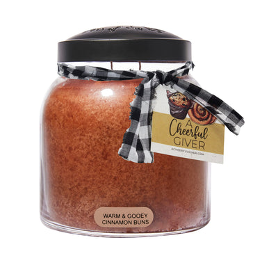 Warm & Gooey Cinnamon Buns Papa Scented Glass Jar Candle (34oz) with Lid