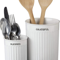 White Stoneware Utensil crock