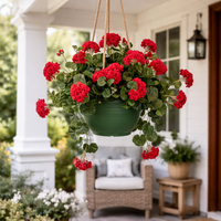 Artificial Red Geranium Hanging Basket