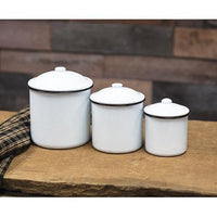 3/Set Small Black Rim Enamel Canisters