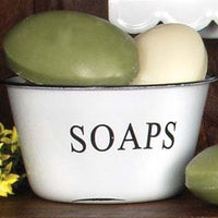 Enamelware Soaps Bowl with Distressed Black Trim from LaughingMooseGifts