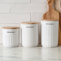 Round White Stoneware Canister Set