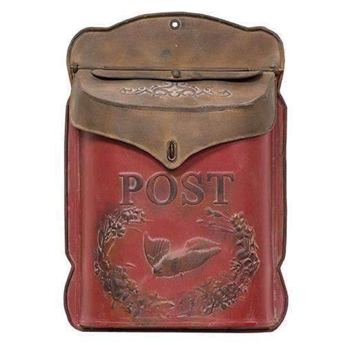 Vintage Red & Rust Post Box - Wall Hung Decorative Mail Box