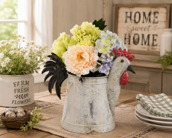 Spring Rustic Rooster centerpiece